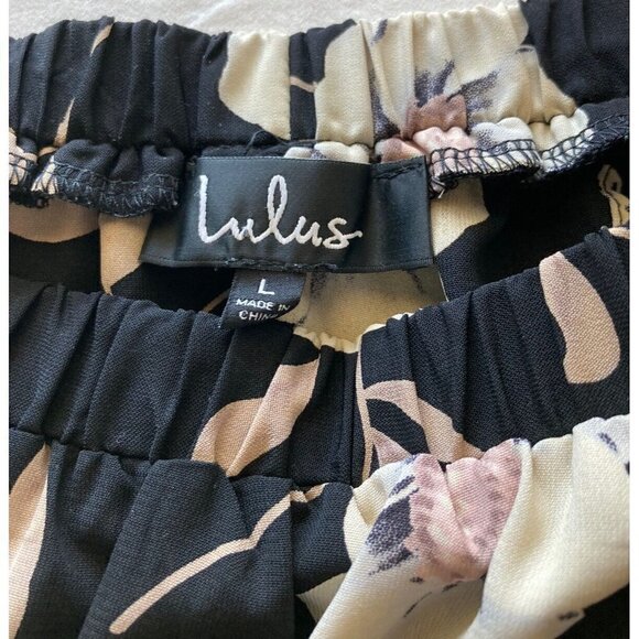 Lulus Womens Light Of Dawn Black Floral On Off Shoulder Split Back Cropped Top-L - Picture 11 of 15